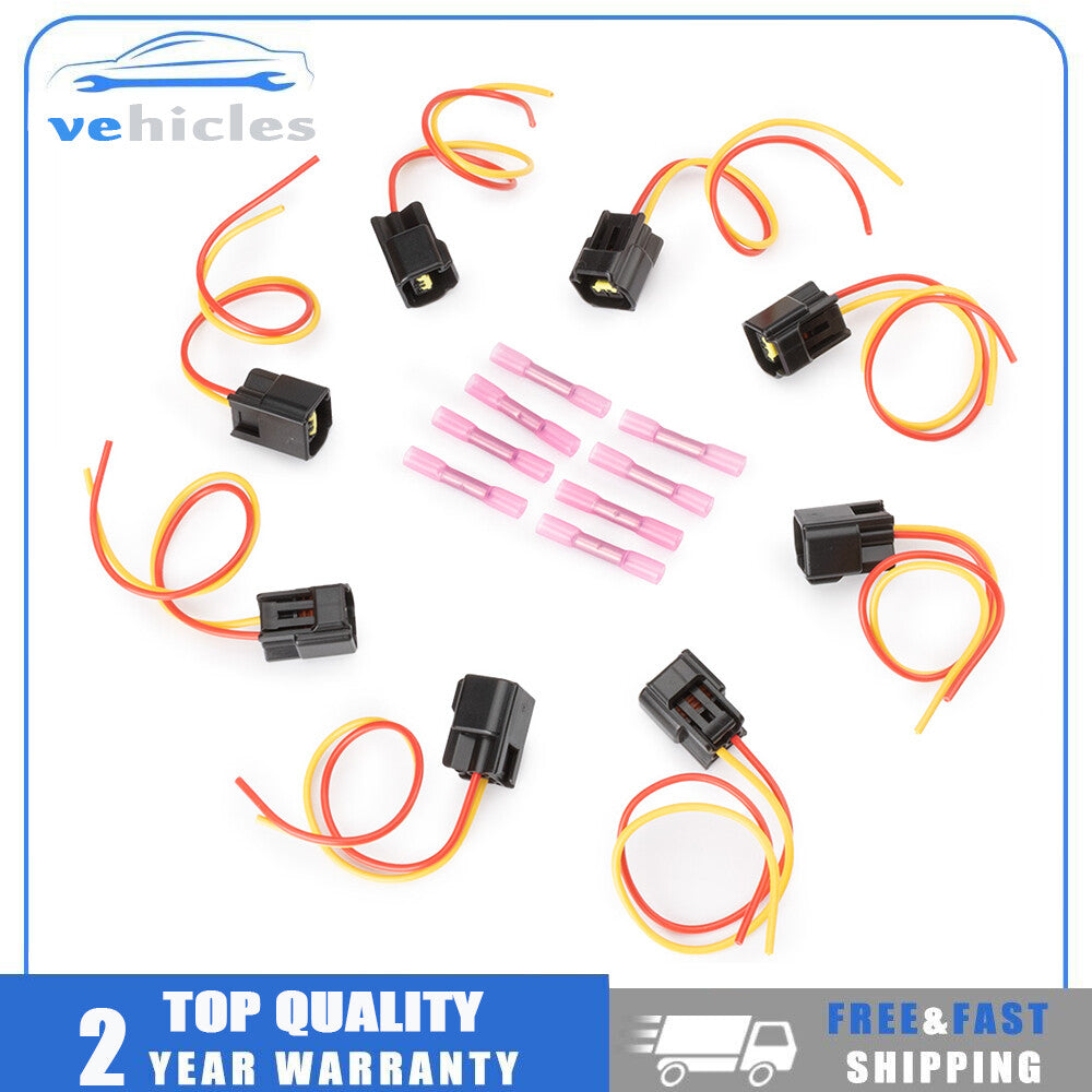 8-piece pack of ignition coil connectors and tailpipe harnesses for Ford 4.6L, 5.4L, and 6.8L engines.
