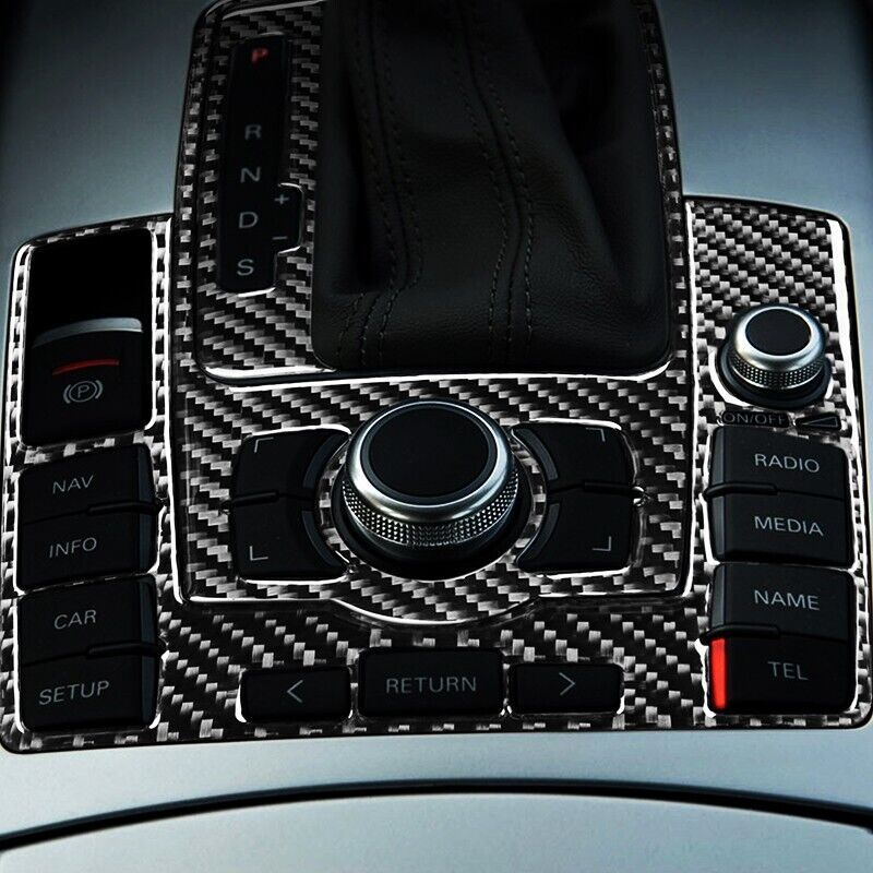 Real Carbon Fiber Car Gear Shift Panel Cover Trim for Audi for A6 S6 2005 2006-2011