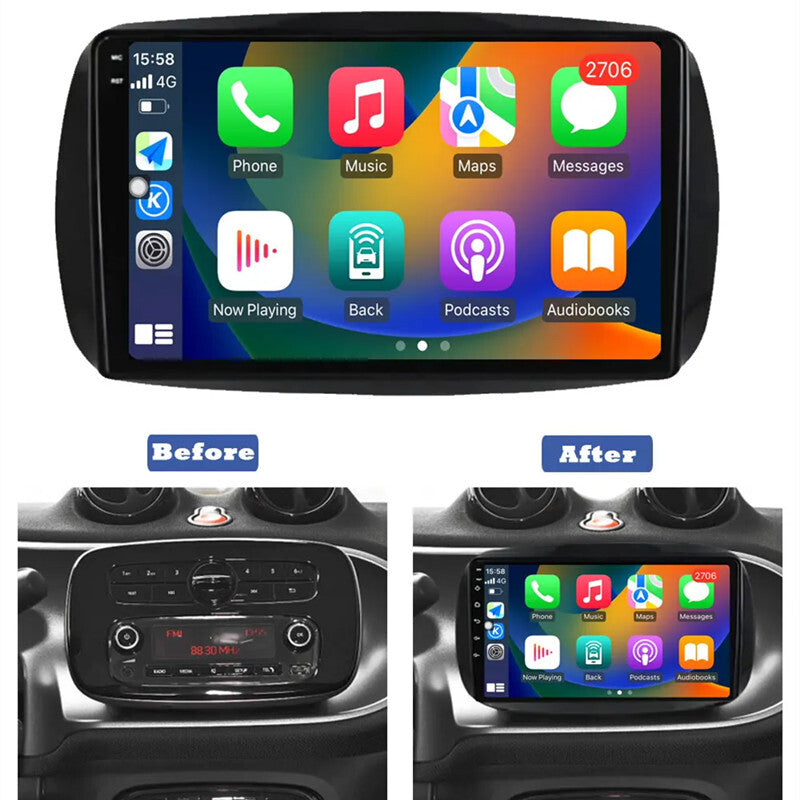 Android Auto Radio Multimedia Player QLED 1280720 GPS Navi for Smart 453 Fortwo