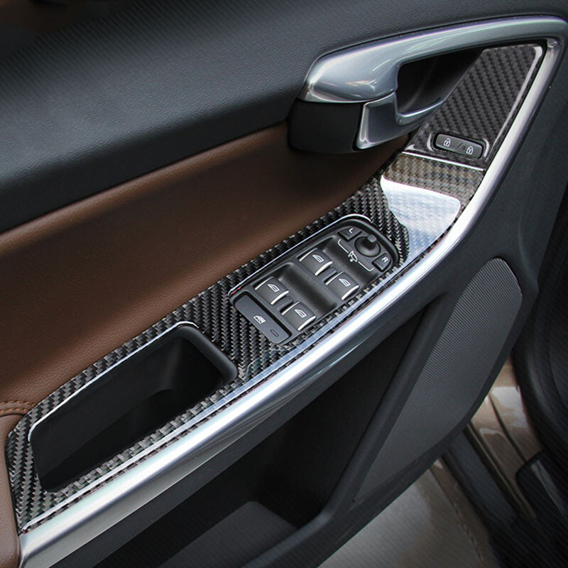 for Volvo XC60 2010-2017 carbon fiber Inner Window Lift Panel Switch Cover Trim