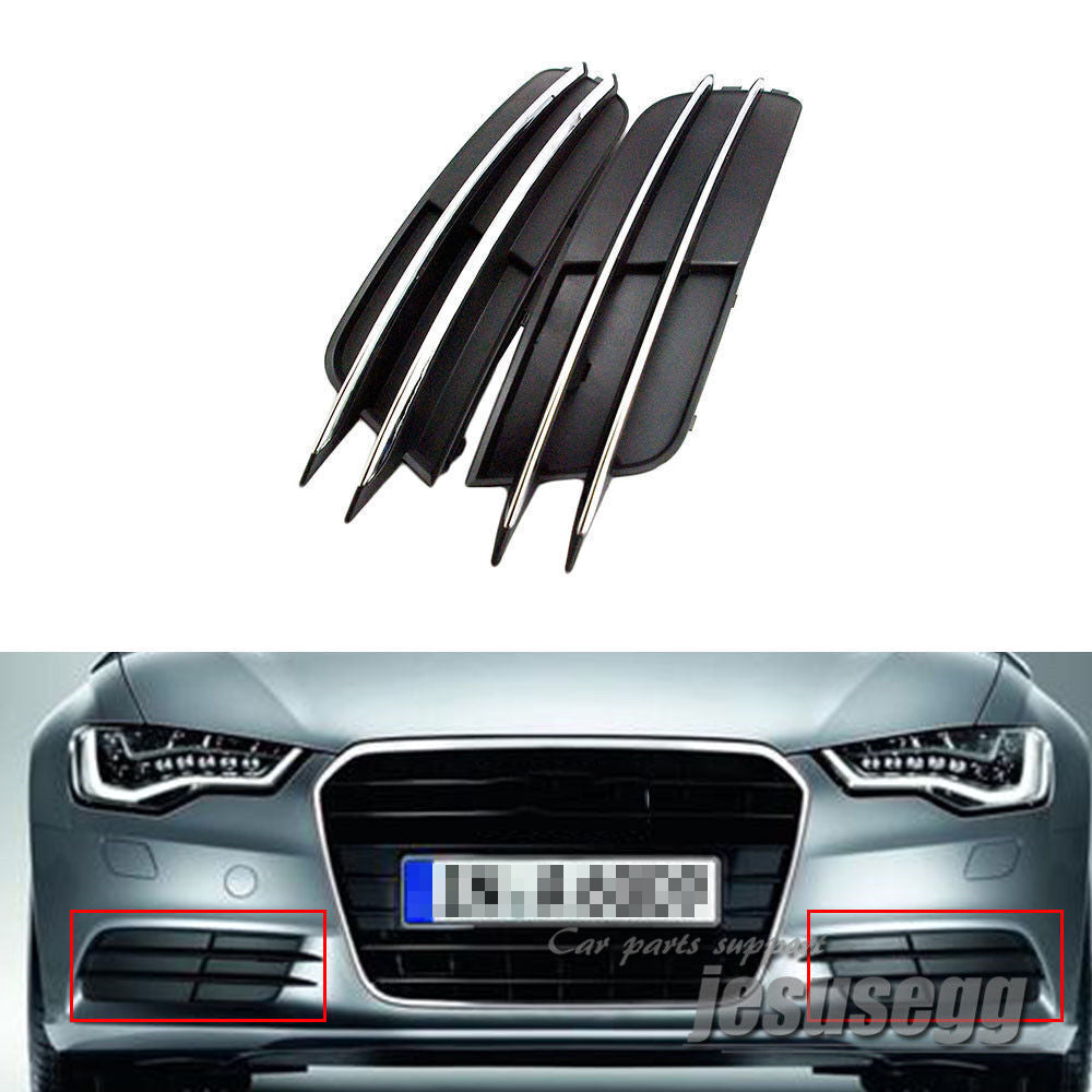 2x LR Side Lower Bumper Fog light Lamp Grille Cover for Audi A6 C7 Sedan 11-14