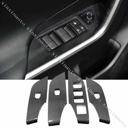 4X Carbon Fiber Interior Window Lift Switch Cover Trim for Toyota RAV4 2019-2022