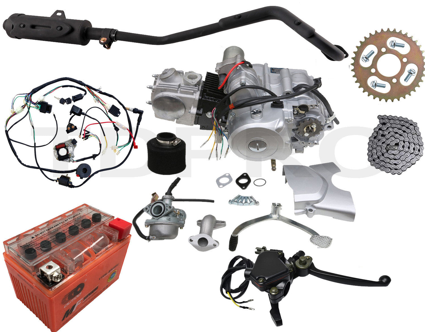 125cc engine motor kit, semi-automatic reverse 3+1, suitable for all-terrain vehicles, for Honda ATC70, cooler.
