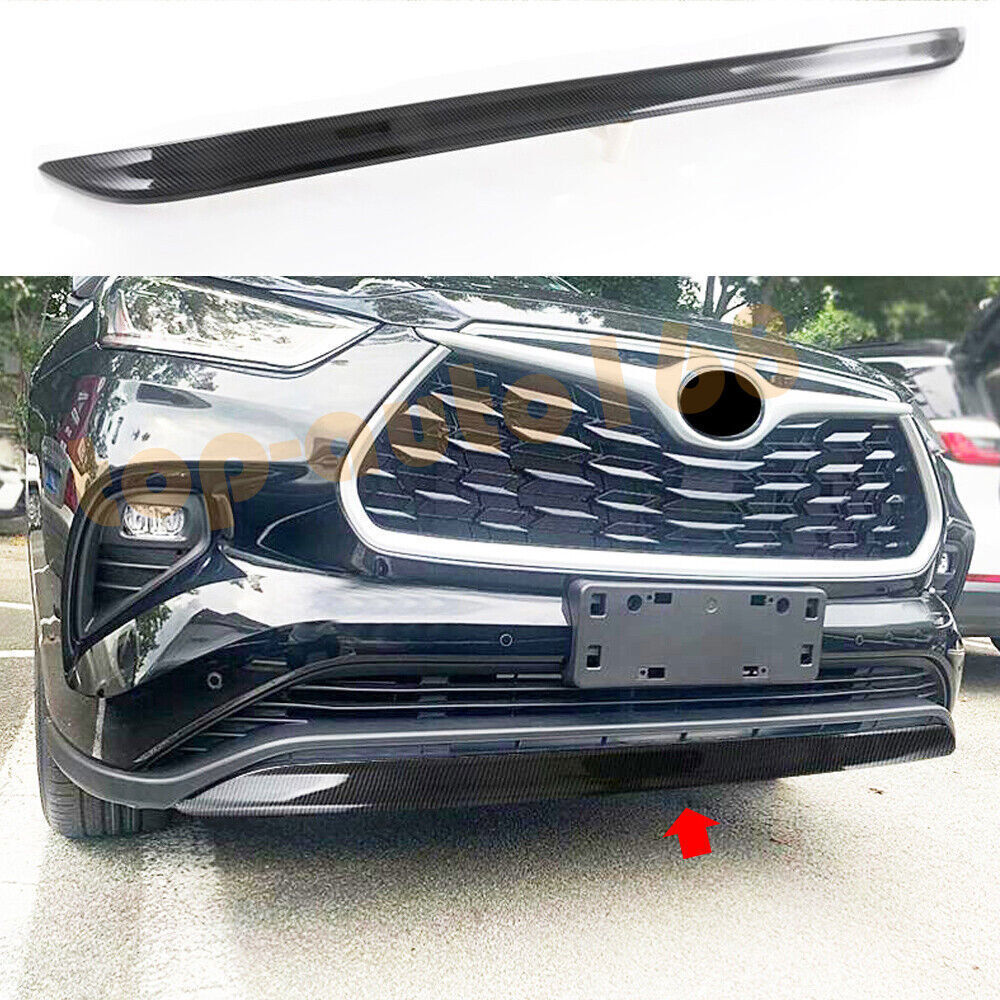 Carbon Fiber Style Front Bumper Bottom Moulding Trim for Toyota Highlander 20-24