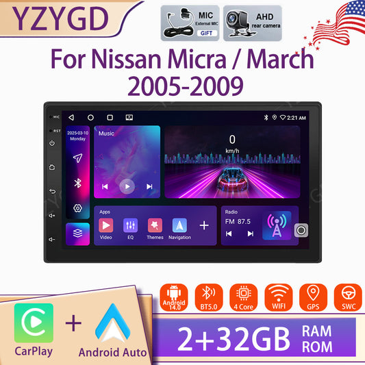 7inch for Nissan Micra/March 2005-2009 Android Auto CarPlay Car Stereo Radio GPS