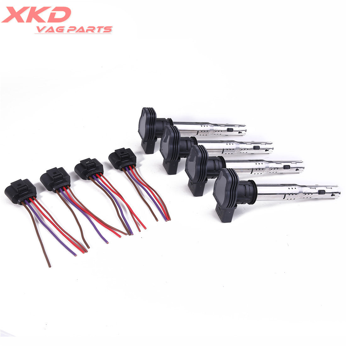 4-piece ignition coil + plug kit suitable for Volkswagen CC, for Golf , for Jetta Eos, for Passat , for Tiguan , for Audi A4, A6