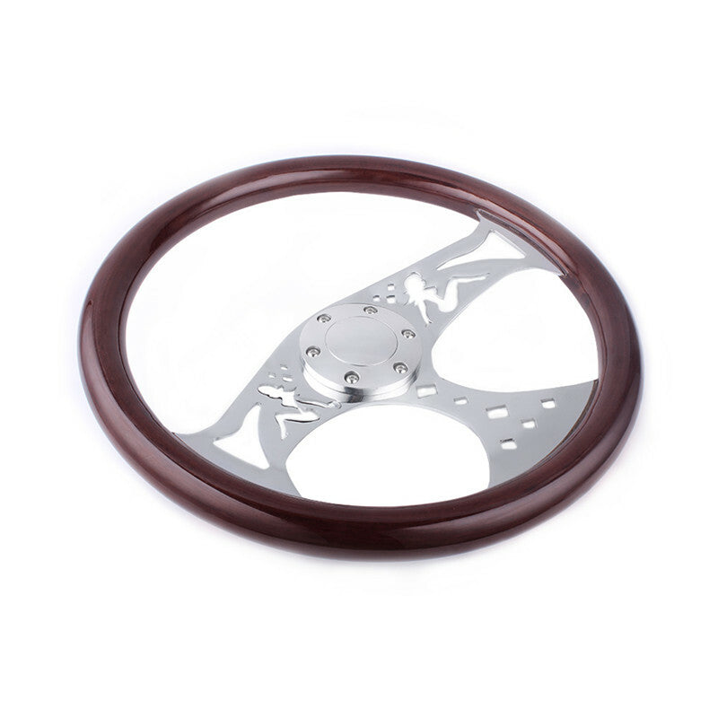 Racing Classic Wood Grain Deep Dish with Hollow Angel Steering Wheel 380mm 15