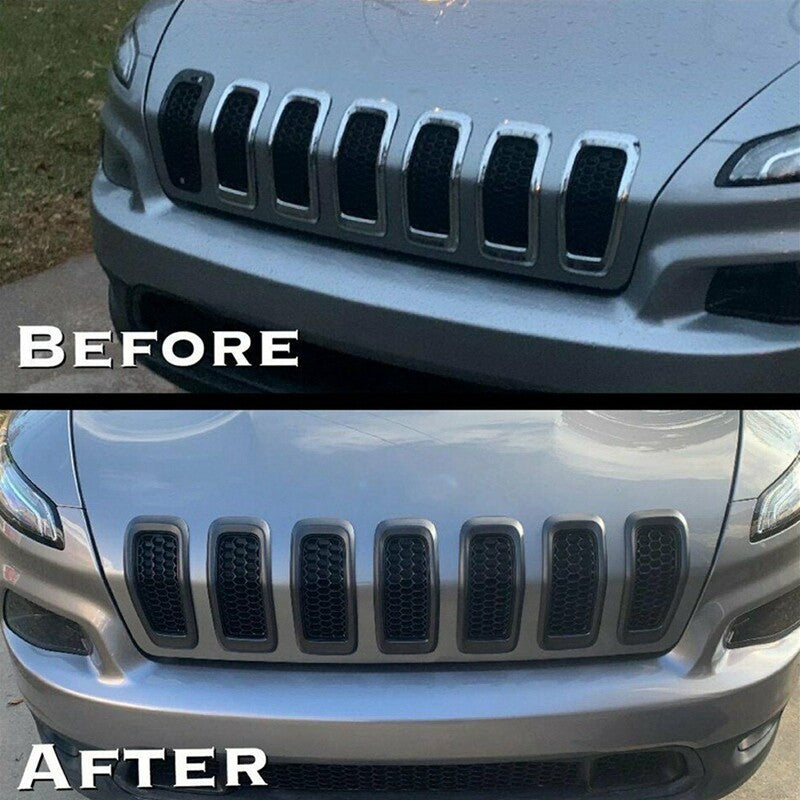 7xFront Grille Insert Grill Lid Decorative Gray for Jeep Cherokee 14-2018 Honeycomb