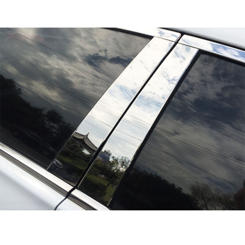for Chevy Malibu 2013-2015 Chrome Stainless Window BC-Pillar Panel Cover Trim 6P