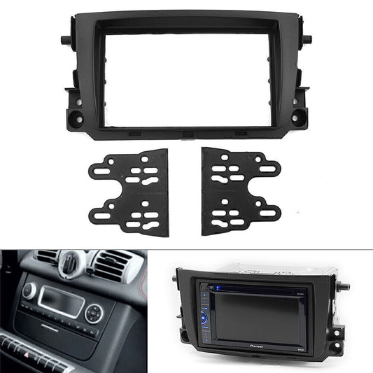 1X Car Radio Frame Dash Panel Stereo Trim ABS Black Fit for SMART Fittwo 2011-17