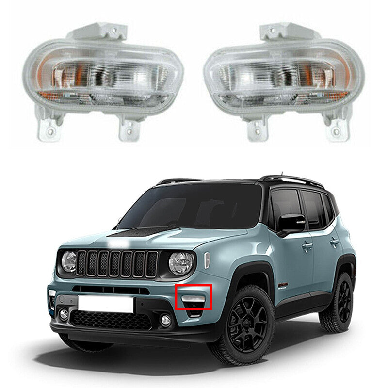 Pair For 2019-2021 for Jeep Renegade Front DRL Parking Turn Signal Fog Light