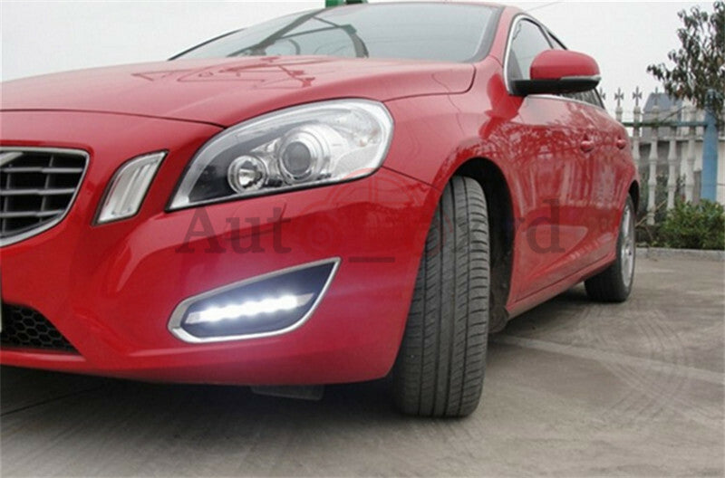 A pair of DRL fog lights and front bumper LED daytime running lights for Volvo S60 T5 09-13