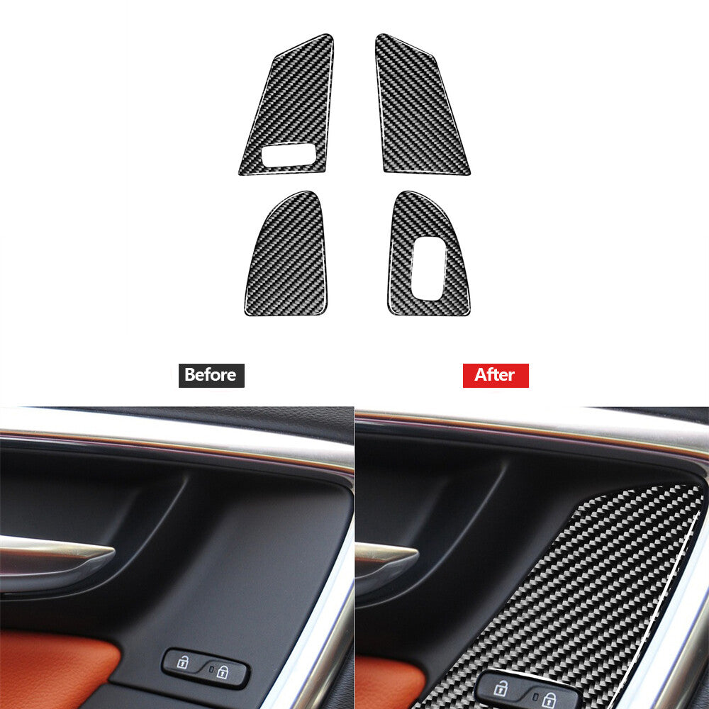 4Pcs Carbon Fiber Window Switch Button Cover Trim for Volvo V60 2010-2017 Type C