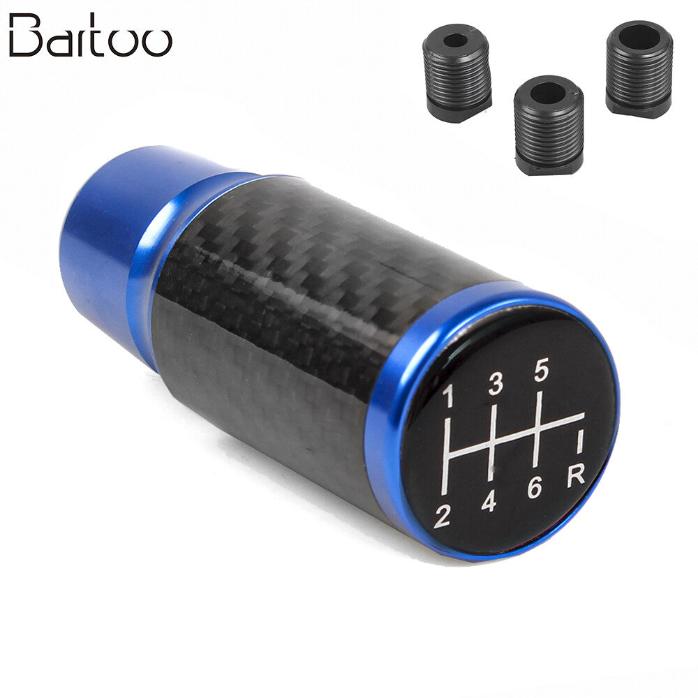 6 Speed Carbon Fiber Auto Manual Gear Stick Lever Car Shift Knob Blue Universal