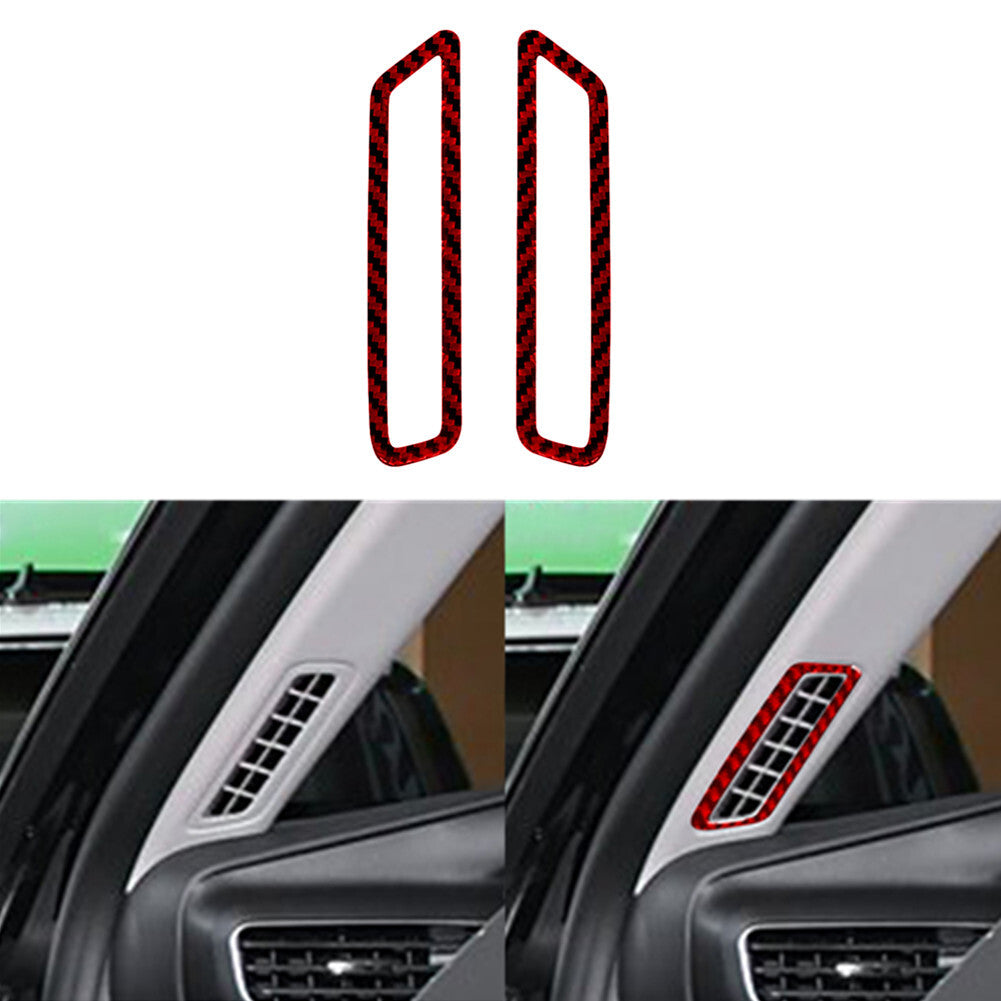 Red Carbon Fiber Front Door Pillars Vent Cover Trim for Ford Explorer 2020-2023