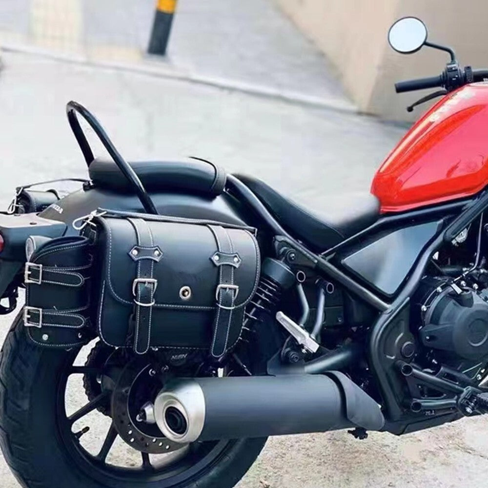 BLACK SADDLE SUPPORT BAG SIDE FRAME COVER LEATHER for HONDA REBEL CMX 1100 21-22