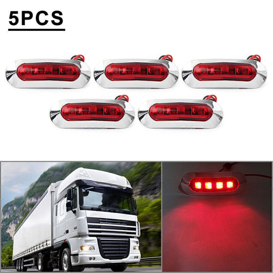 5x 4 LED Side Clearance Marker Light Fit Car Truck Trailer Pickup 12V 24V RED