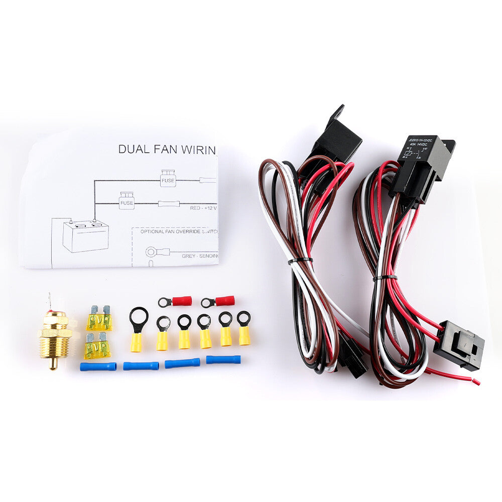 Dual Electric Fan Wiring Kit Fan Relay Kit Thermostat Radiator Fan Sensor Switch