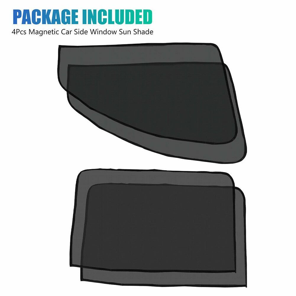 4PCS Car Front Rear Side Window Sunshade Sun Shade Cover Visor Mesh Shield Black