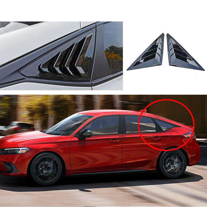 Pair Window Louver Shutter Glossy Black Cover Trim For 2022-23 for Honda for Civic