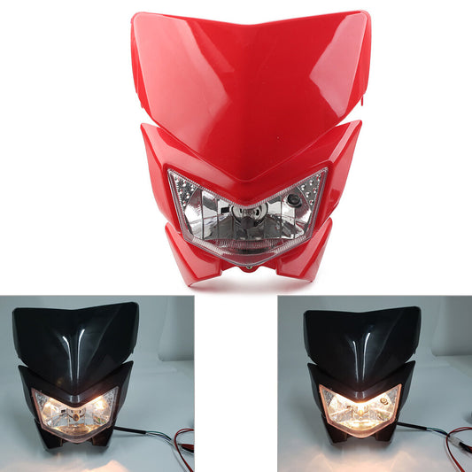 Red Motorcycle Front Headlight Head Lamp12v 35w Mx Enduro Dirt Trail Bike 250cc