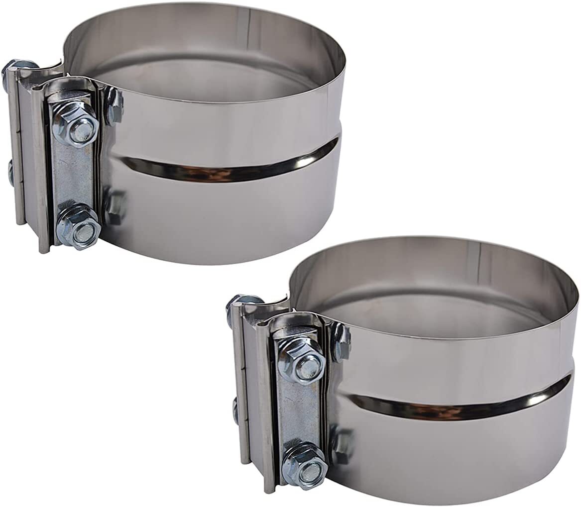 2x5 inch exhaust clamps, exhaust clamps with 5-inch ring connectors, exhaust pipe clamps