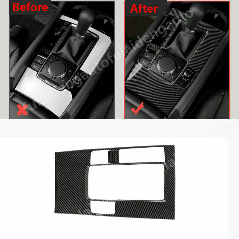 ABS Carbon Fiber Inner Gear Shift Box Panel Cover Trim for Mazda 3 Axela 19-2022
