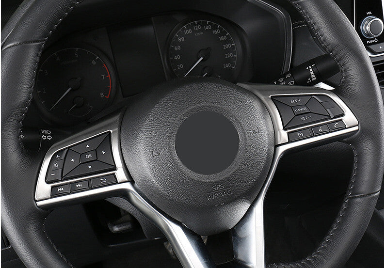 Steering Wheel Button Frame Trim 2X for Nissan Altima Teana 2019-22 Silver Steel
