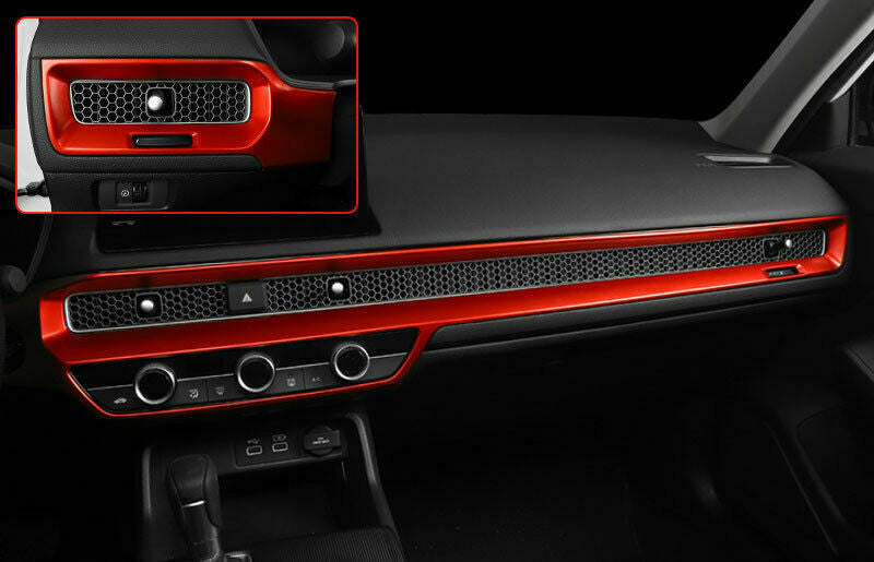 for Honda for Civic 11th 2022-2023 Red Central Dashboard Air Outlet Vent Cover Plast