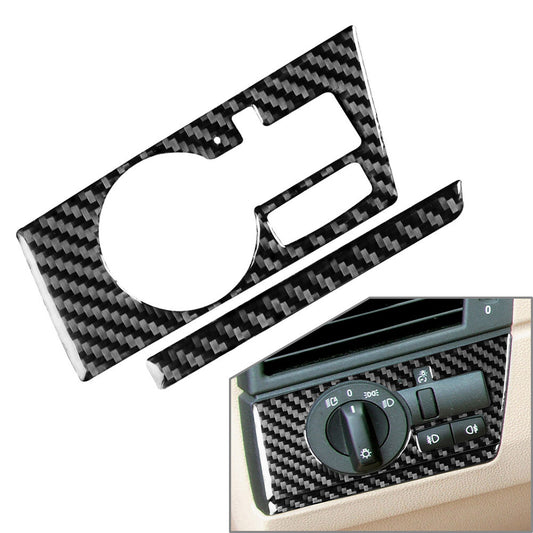 Headlight Switch Button Panel Cover Carbon Fiber for BMW X3 E83 2004-2010 LHD
