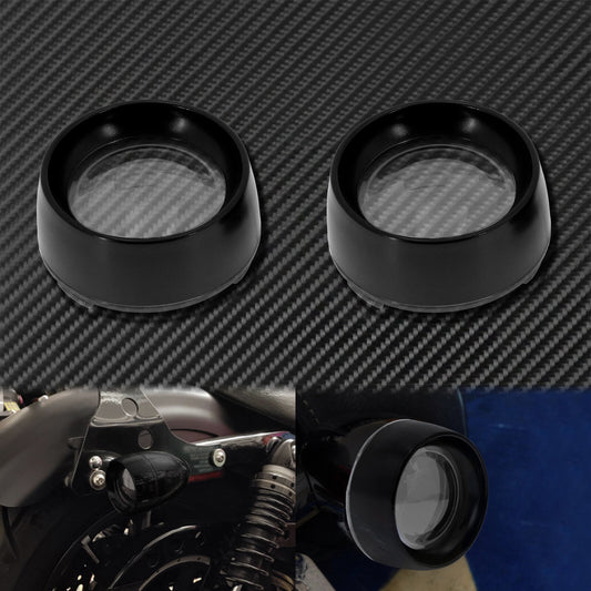 Gloss Clear Trim Ring Bullet Turn Signal Lens Cover Fit for Harley Softail Dyna