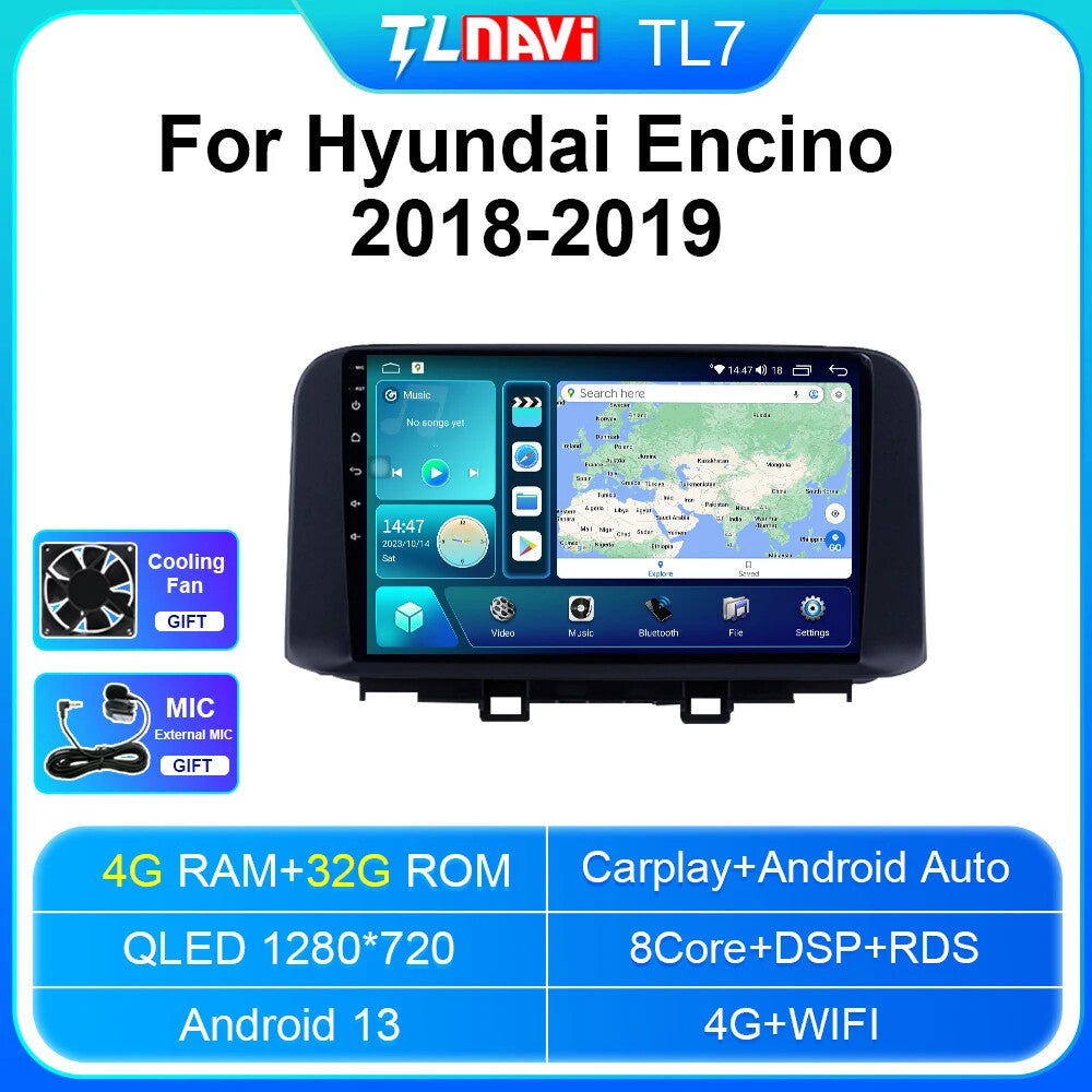 for Hyundai Encino Kona 2018-2019 CarPlay Car Radio GPS Multimedia Player Screen