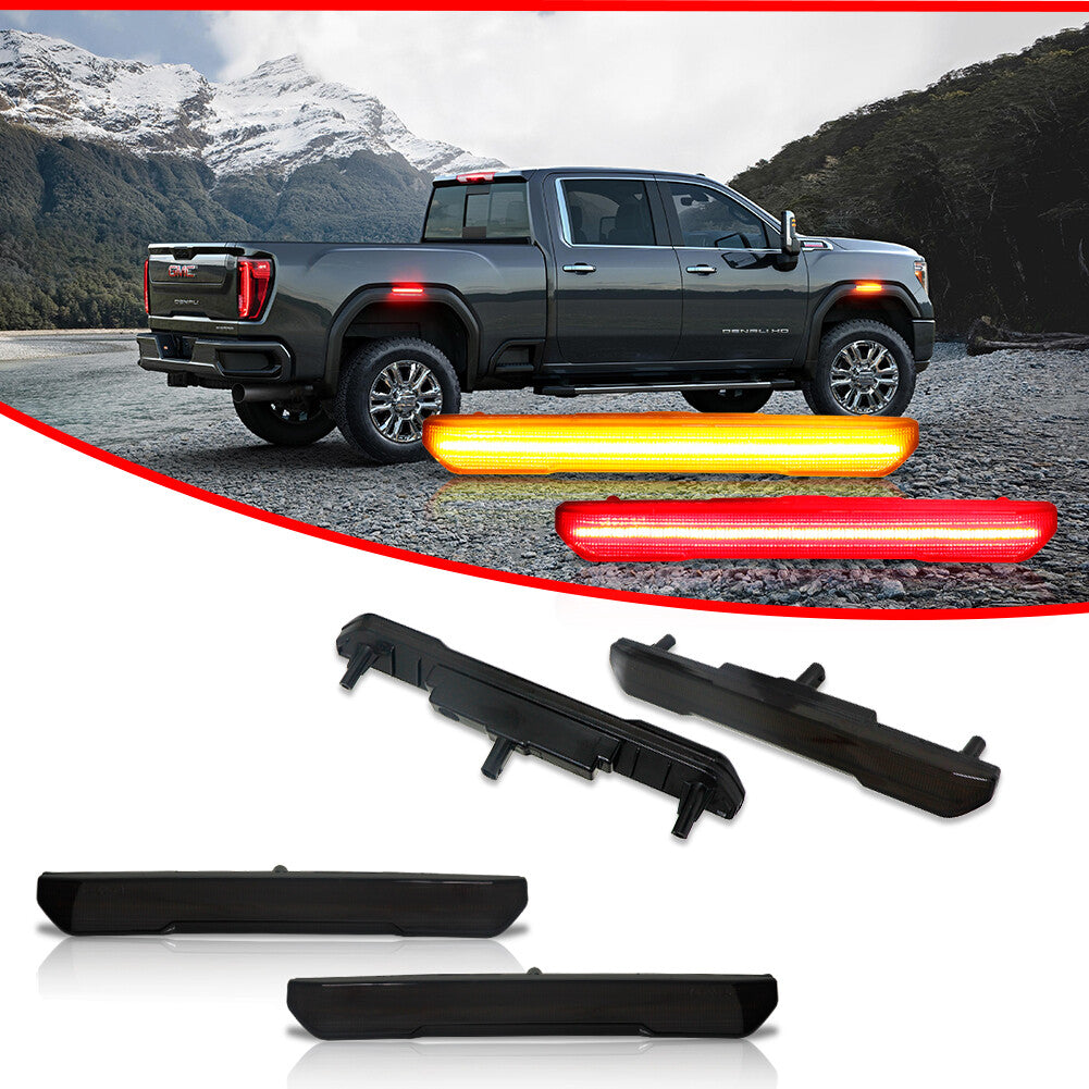 Smoke Lens Amber/Red LED Side Marker Light Kit for 2020+ for GMC for Sierra 2500 3500HD