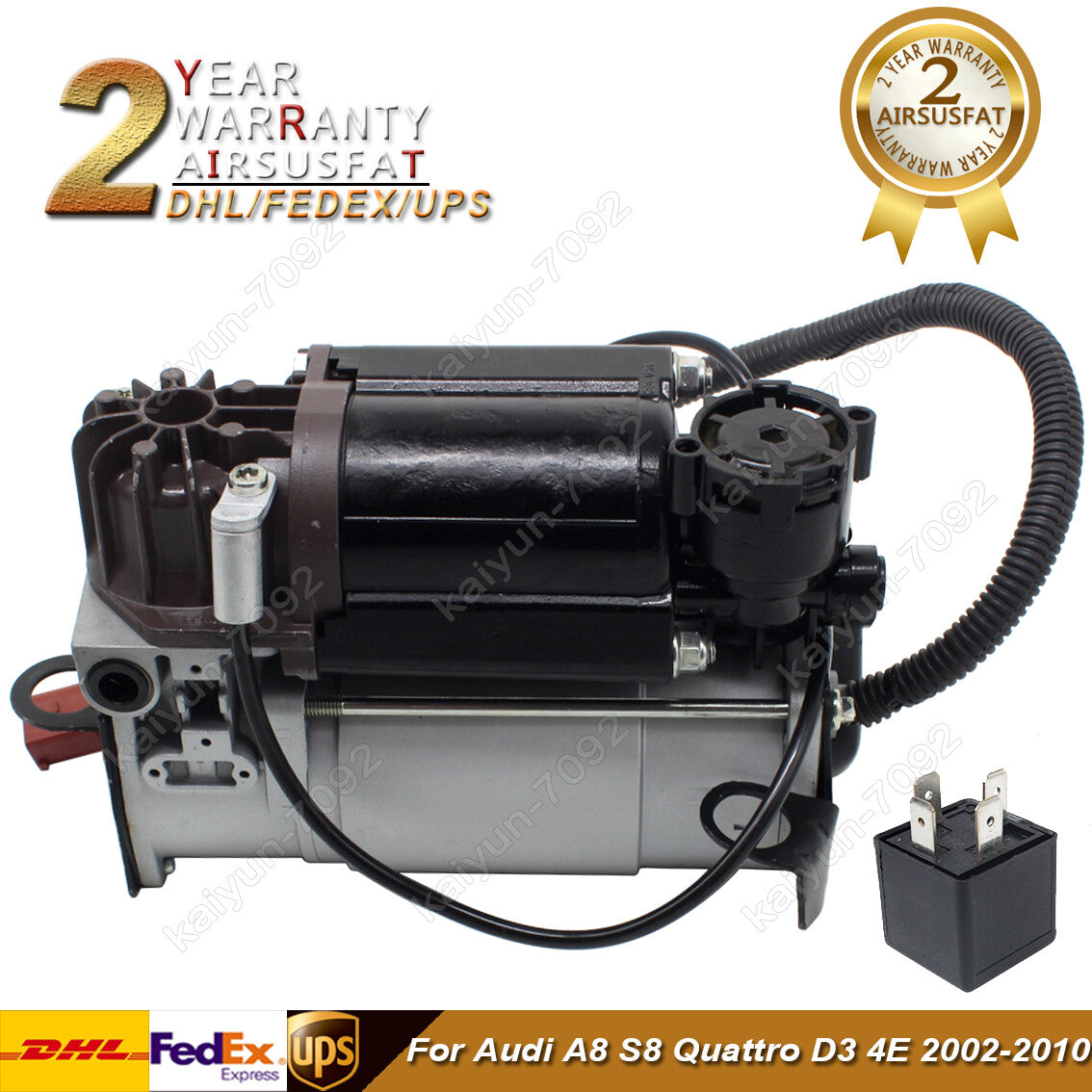 Air Suspension Compressor Pump w/ Relay for Audi for A8 S8 Quattro D3 4E 2002-2010
