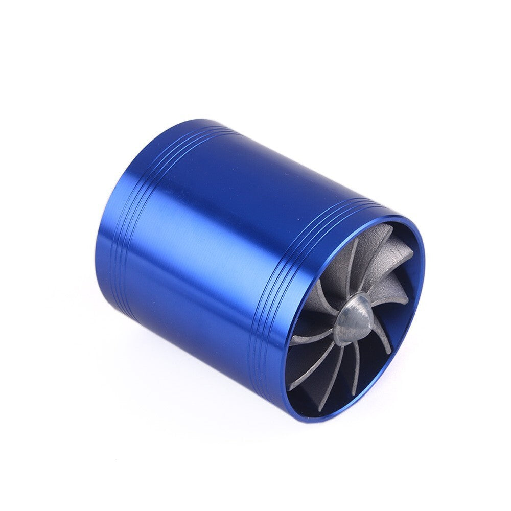 Blue Double Supercharger Turbine Turbo for Charger Air Intake Fuel Fan