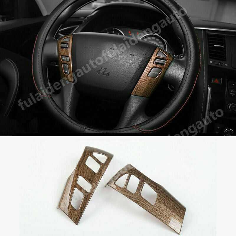 Wood Grain Inner Steering Wheel Cover Trim for Nissan Armada Patrol Y62 2017-19