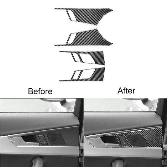 for Audi for A4 2017-2019 Carbon Fiber Door Interior Handle Panel Cover Trim Sticker
