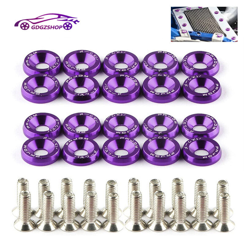 20pcs Purple Aluminum JDM Fender Bumper Washer M6 Bolt Engine Bay Dress Up Kit