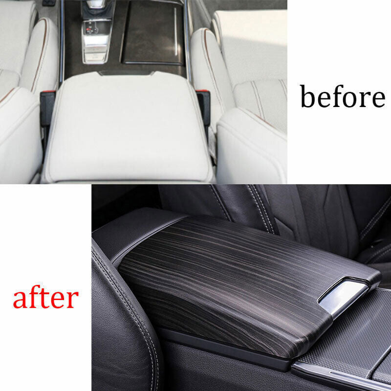 for Audi A6 A7 2019-2024 Black Wood Grain Inner Armrest Box Cover Trim Protector