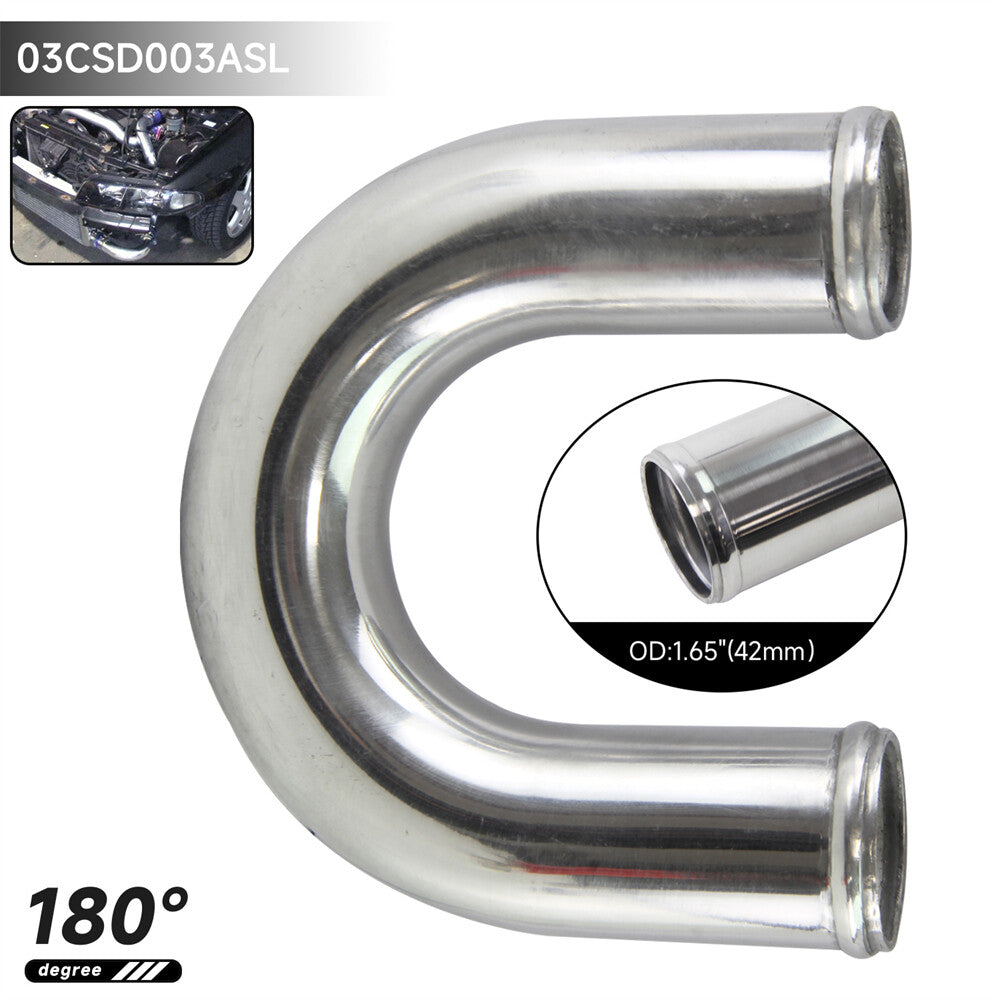 42mm 1.65 Aluminum Intercooler Intake Pipe Piping Tube hose 180 Degree Silver