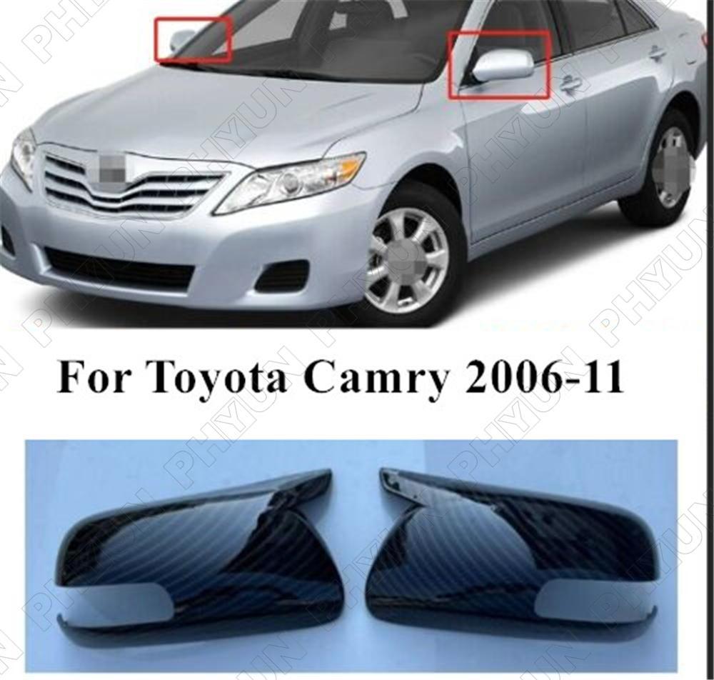 for Toyota for Camry 2006-2011 Carbon Fiber Look Ox Horn Rear View Mirror Cover Trim