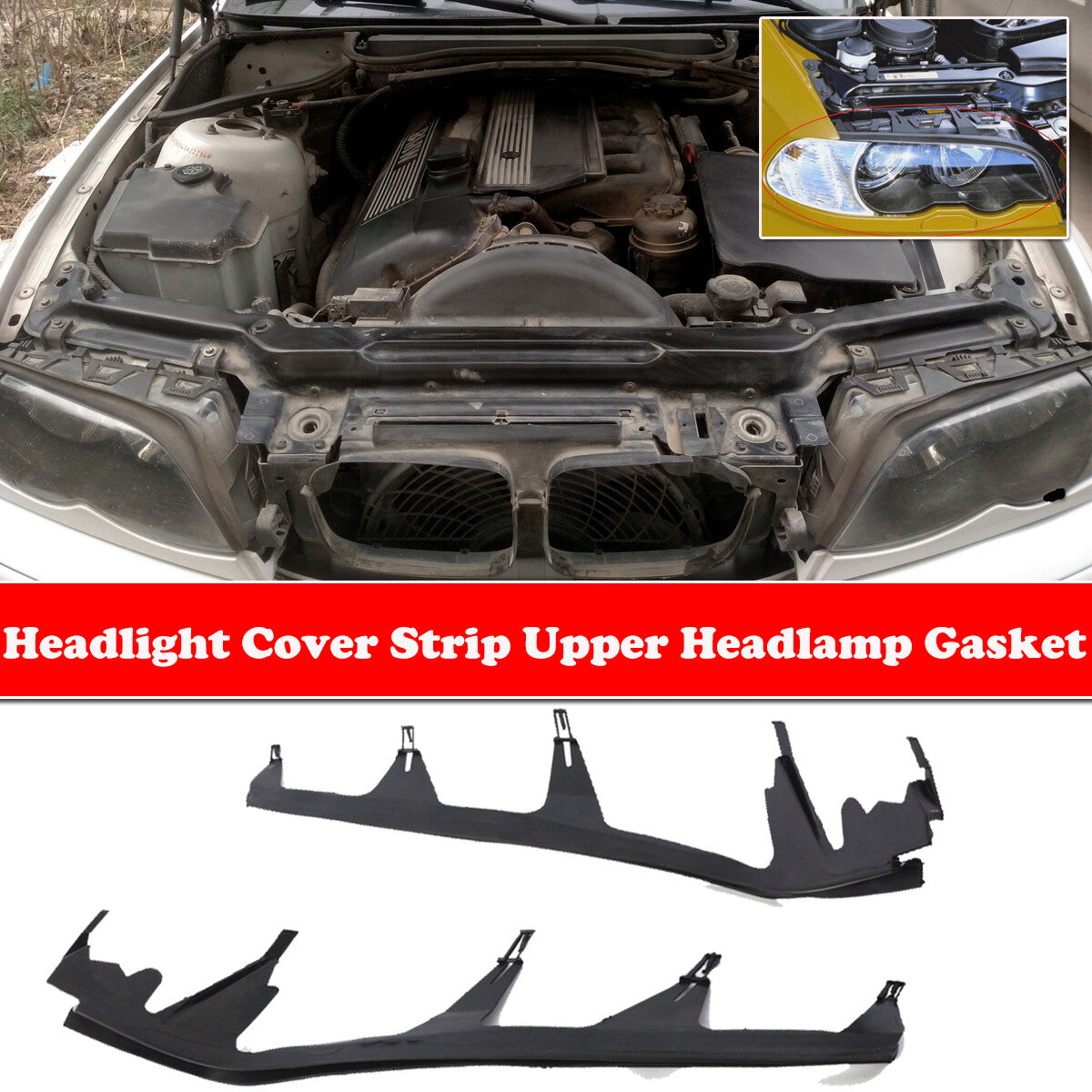 A pair of upper light gasket sealing strips are suitable for BMW E46 M3 330Ci Pre-LCI headlights.