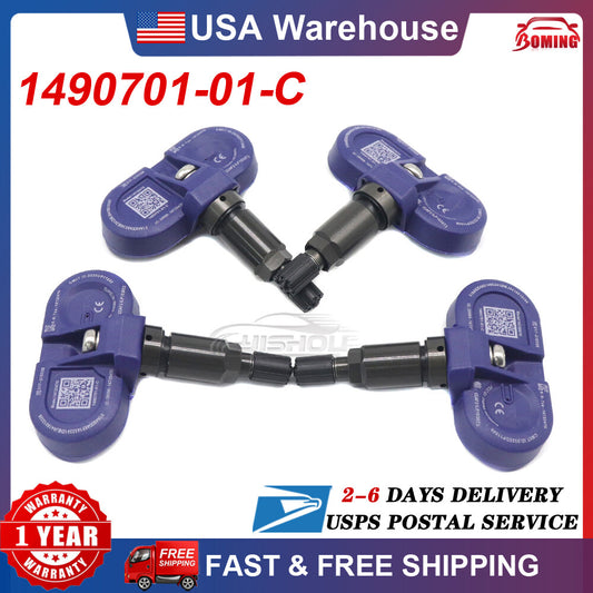 4PCS 1490701-01-C Bluetooth TPMS Sensor for Tesla Model 3 S X Y With Nut 2020-24