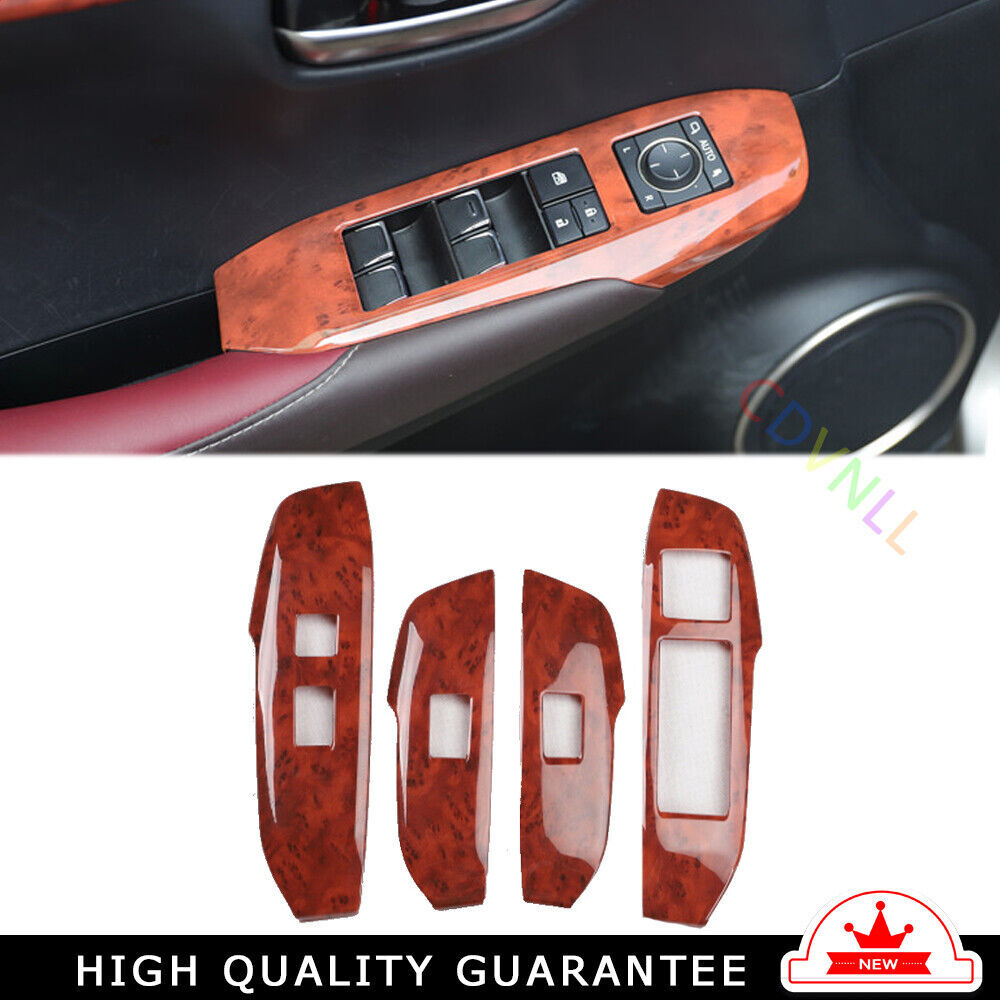 Glass Window Lifting Lock Panel Trim Inner Fit for Lexus NX 2015-2020 Brown Wood