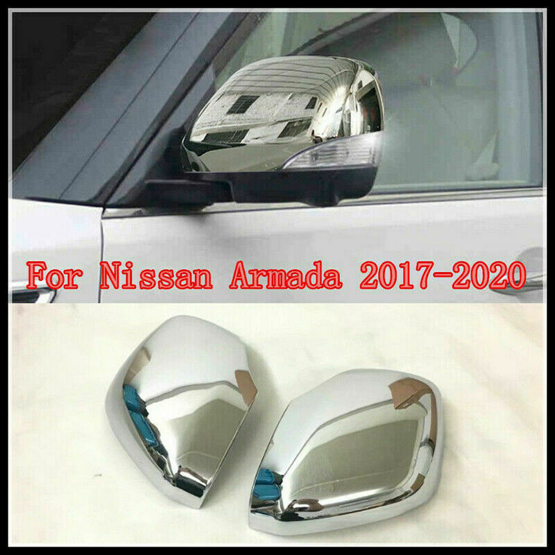 Chrome Side Door Rearview Mirrors Cover Trim for Nissan Armada Patrol 2017-2020