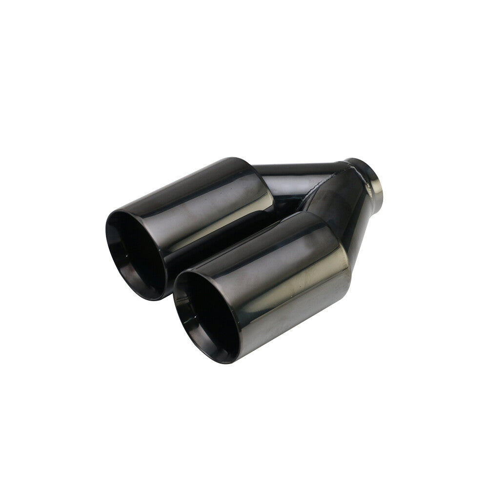 2.5 ID 3'' OD Universal Welding Double Wall Dual Exhaust Tail Y Pipe Tips 240mm