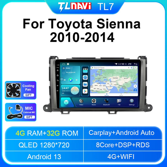 for Toyota for Sienna 2010-2014 Android Car Stereo Radio CarPlay GPS Player Screen