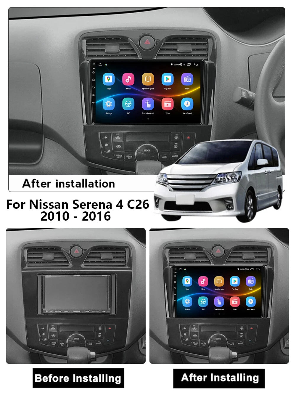 for Nissan Serena 4 C26 2010-2016 CarPlay Car Stereo Radio Multimedia GPS Screen