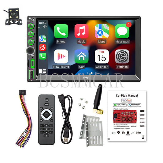 7 Double 2 DIN Stereo Car MP5 Player Bluetooth Touch Screen Radio With Camera