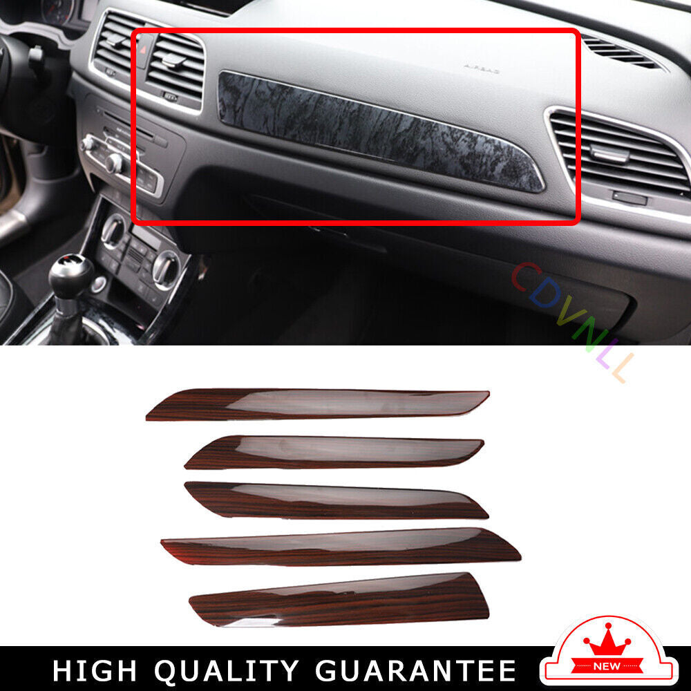 Car Inner Door Panel Cover Decoration Trim 5PCS Fit for Audi Q3 13-18 Red Wood